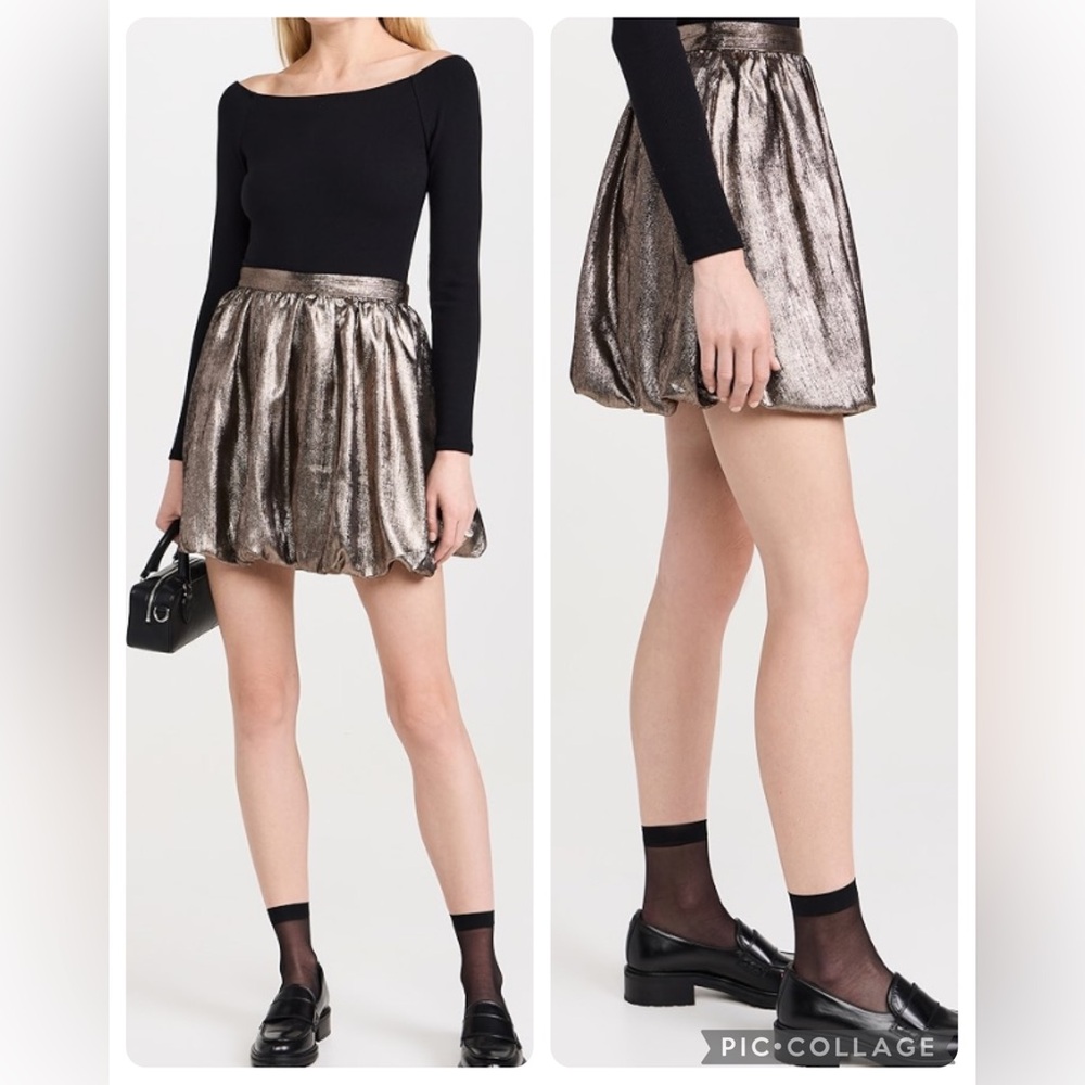 Madewell Metalic Bubble Hem Miniskirt Bronze Foil NWT Sz10